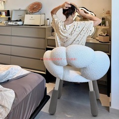 梳妆凳奶油风可旋转化妆椅子羊羔绒小户型卧室女生网红书桌电脑椅