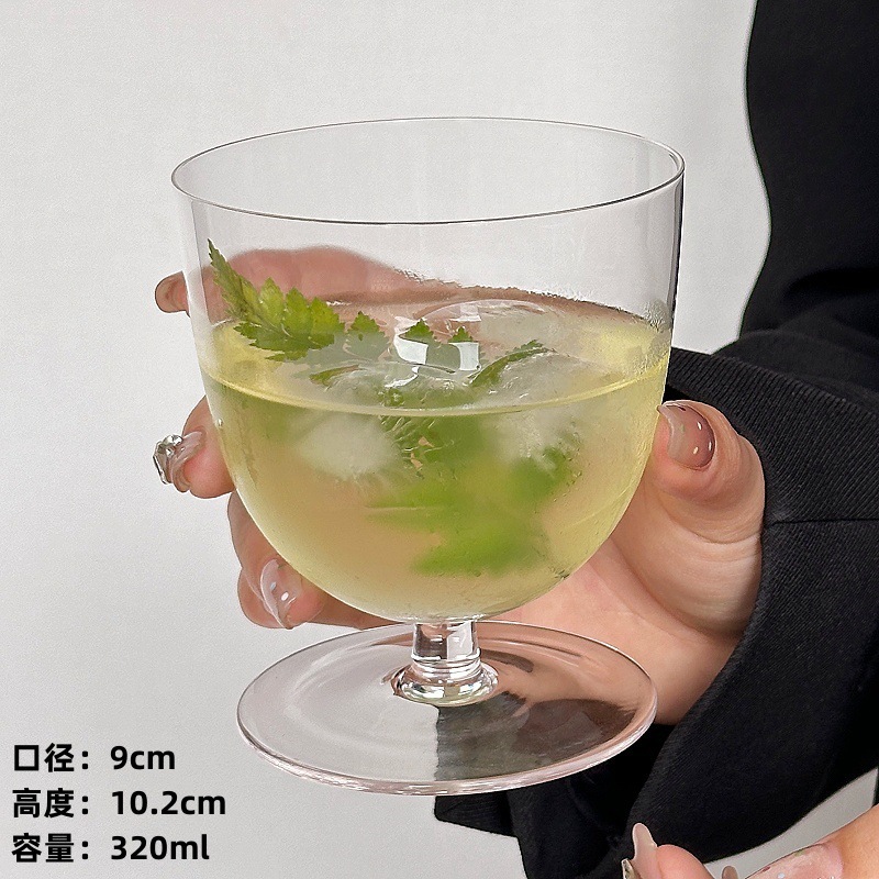 Nicho Zhongins viento taza de vidrio ultra delgada boca inversa taza de cóctel baja taza de café casera bebida fría taza de hockey taza de vinos