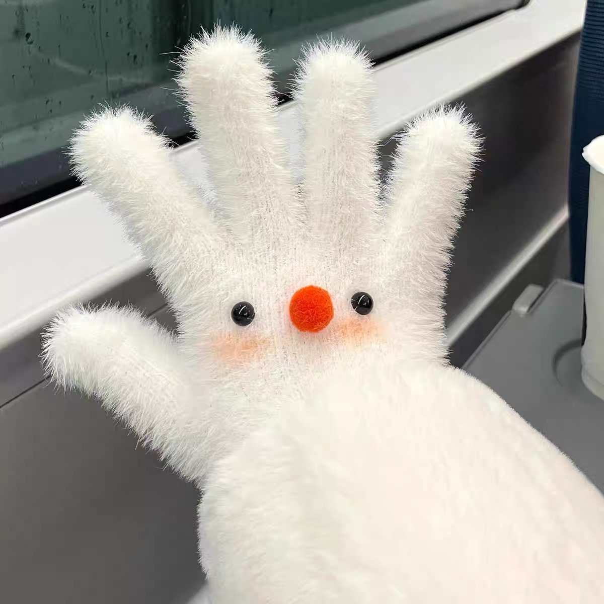 Snögubbe plyschhandskar för damer varma vintervantar med fingrar_voghion.com