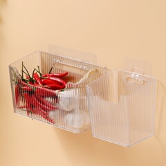 台所のネギのショウガのニンニクの収納かごの物置棚の浴室のバスケットのトイレの壁のプラスチックの収納かごの収納箱の壁掛け