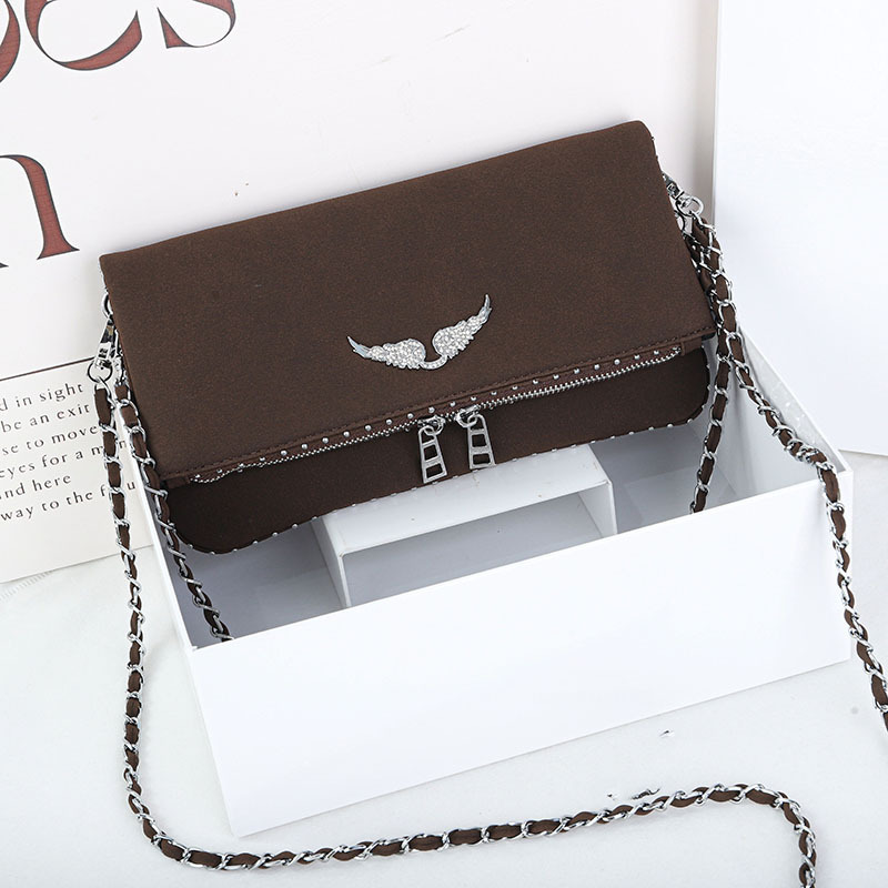 Zv French Design Export Women's Bag Versatile Classic Wing Studded Underarm Shoulder Bag Chain Small Square Bag Crossbody Zv French Design Export Women's Bag Versatile Classic Wing Studded Underarm Shoulder Bag Chain Small Square Bag Crossbody
