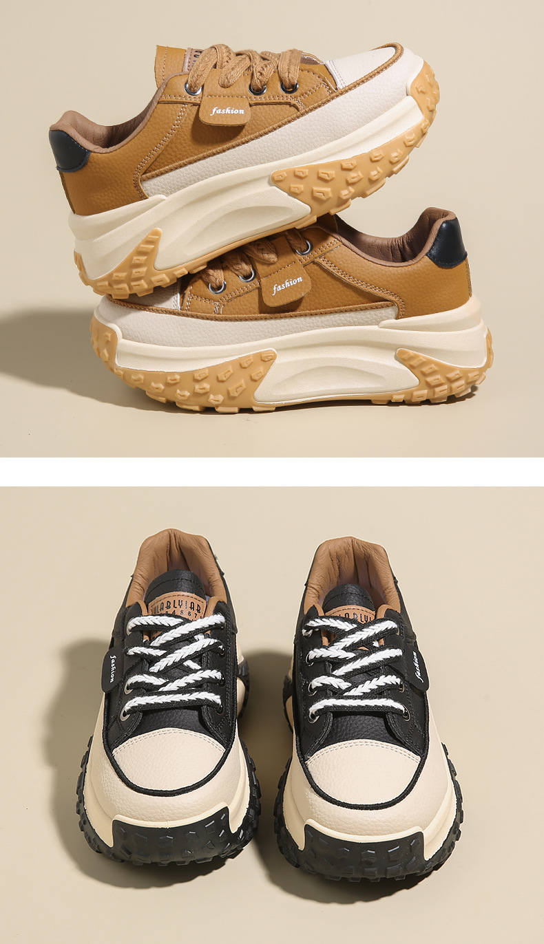 Version coréenne des chaussures de papa pour le printemps et l'automne 2024, nouvelles chaussures de tir de rue décontractées pour étudiants Instagram, chaussures hautes à semelles épaisses pour femmes_voghion.com