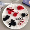 South Korea's autumn and winter warm mink hair balls, velvet love rhinestone plush side bangs bangs hair jewelry headgear new