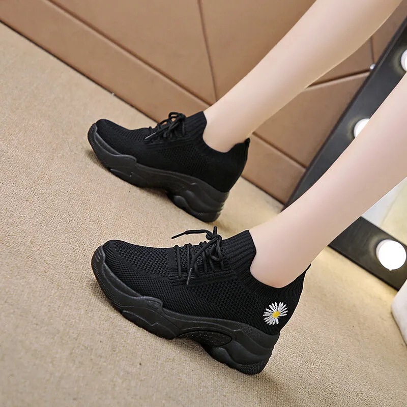 Inner Height-Increasing White Shoes for Women 2025 New Spring Fly-Woven Mesh Casual Sports Shoes Breathable Thick-Soled Dad Shoes Summer Inner Height-Increasing White Shoes for Women 2025 New Spring Fly-Woven Mesh Casual Sports Shoes Breathable Thick-Soled Dad Shoes Summer