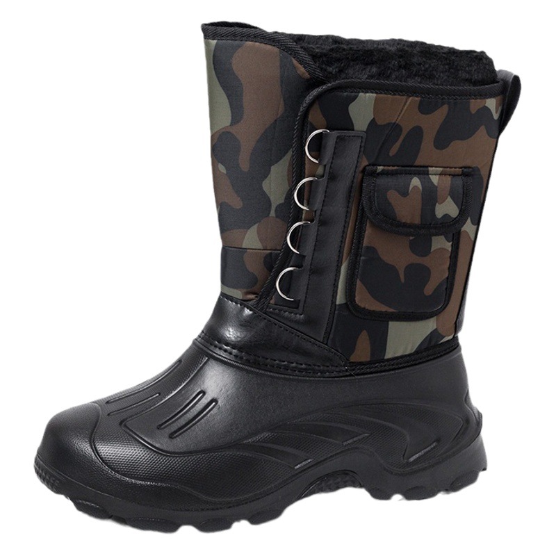 2023 nuevo en stock zapatos acolchados de algodón forrados de lana botas de nieve caliente de invierno de los hombres uñas de acero antideslizante engrosada ZAPATOS DE PESCA impermeables