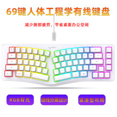 69 キー有線メンブレンゲーミングキーボードミュート人間工学に基づいたデザイン疲労を軽減デスクトップノートブックに適しています