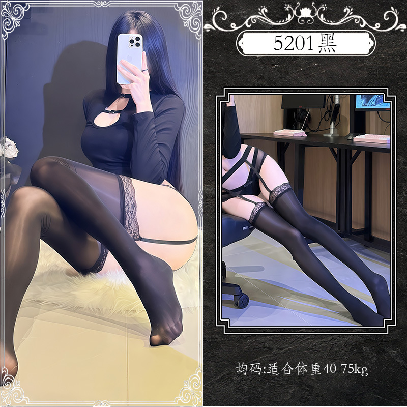 Yue mariposa sexy sexy sexy calcetines puras para abrir el encaje coquetear sexy uniforme seductor calcetines de aceite de caballo image 7