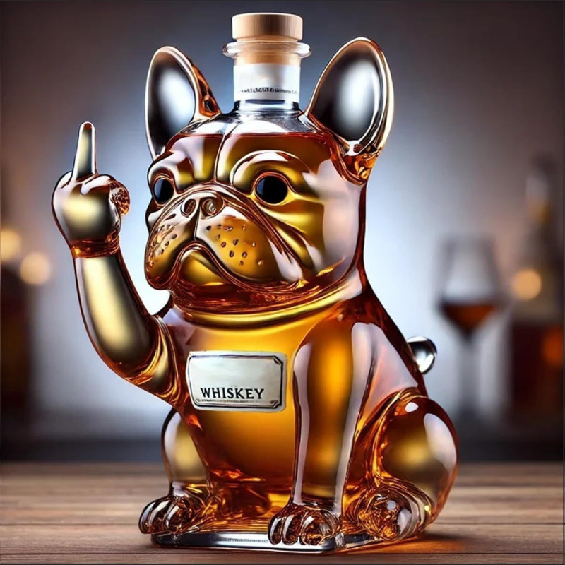 跨境 Funny French Bulldog Whiskey Bottle 有趣的威士忌酒瓶|undefined