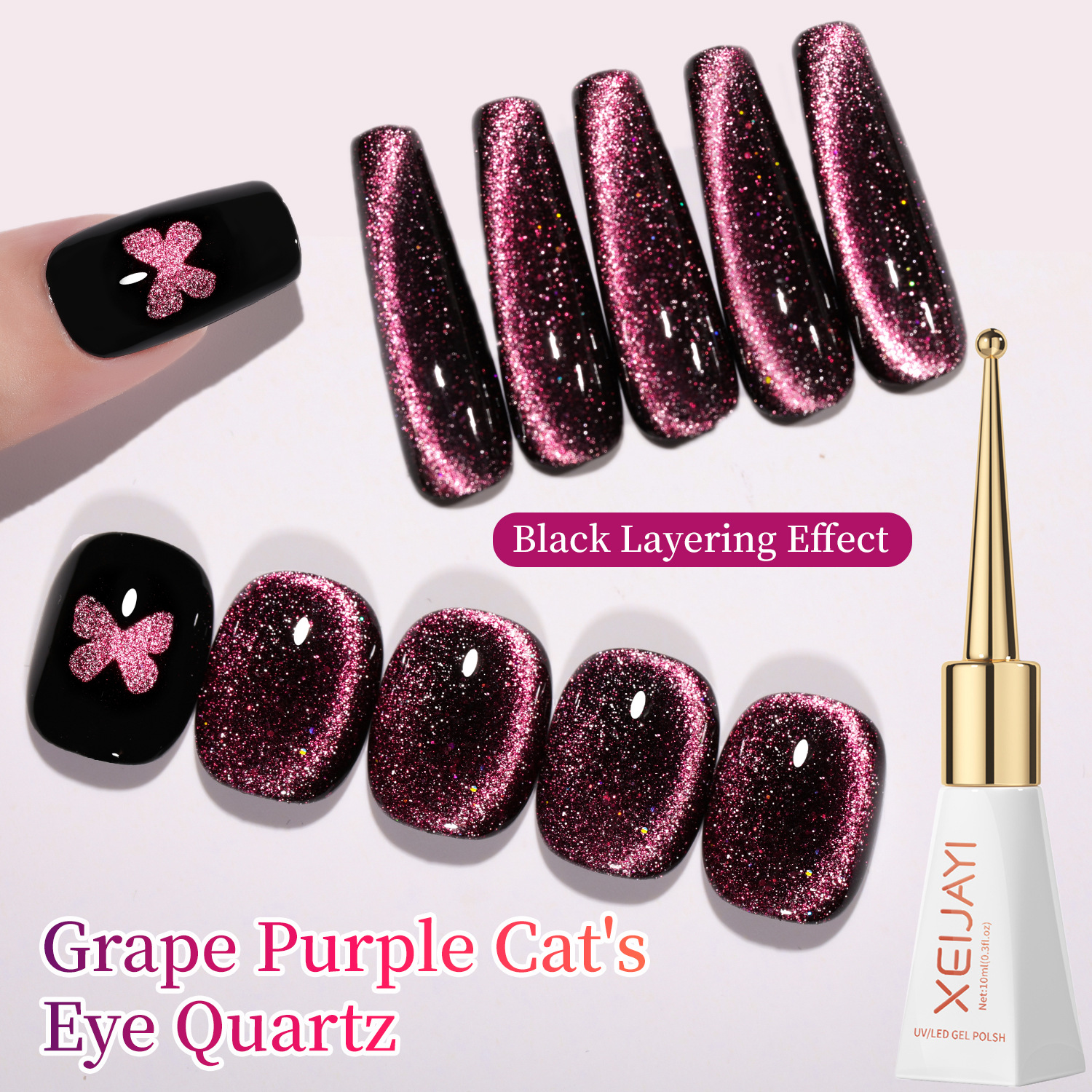 Esmalte de Uñas en Gel Ojo de Gato Amatista de Secado Rápido
