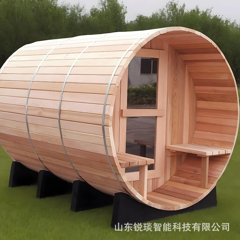 Уличная бочкообразная сауна из красного кедра, традиционная сухая паровая сауна, финская баня на 4 человека для двора