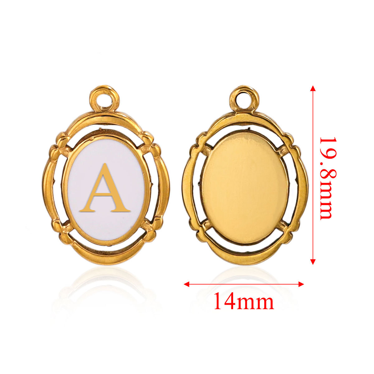 Colgante de letra de gota de aceite blanco oval de acero inoxidable A- Z letra hexagonal colgante accesorios de joyería DIY colgante