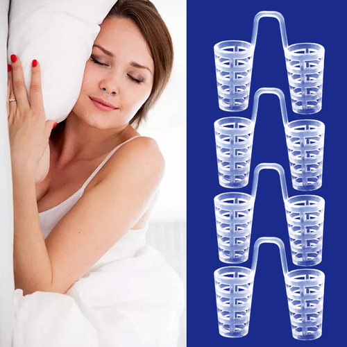 Snoring silicone anti-snoring device mini portable soft ventilation sleeping nose clip snoring plug respirator set
