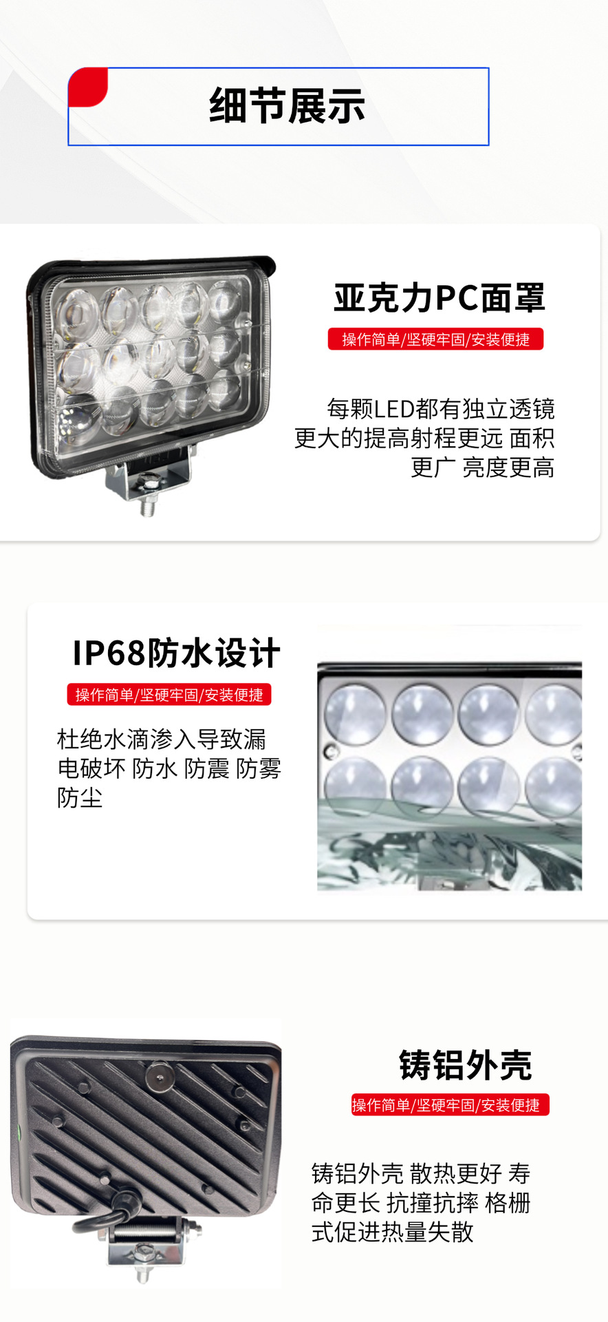Super Bright Strong Light 12V-80V 3-Inch 4-Inch 5inch 7inch Square Lamp Model Modified Universal Car Led Headlight Spotlight