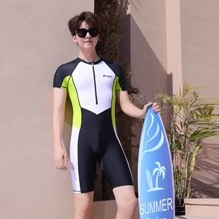 New Swimsuit Men's One-Piece Boxer Youth Boys Middle and High School Students Training Sun Protection Swimsuit Dropshipping