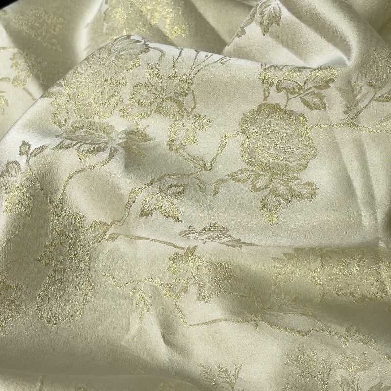 2024 nuevos productos de seda tejida de oro rosa flor 19 mm 140 puertas tela abrigo vestido vestido FD6544 image 7
