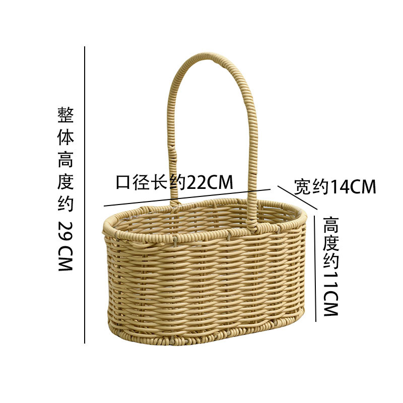 Cesta de flores de vacaciones imitación de caña Cesta de flores portátil paquete de flores ramo de flores Material floral Cesta de flores Día de la mujer