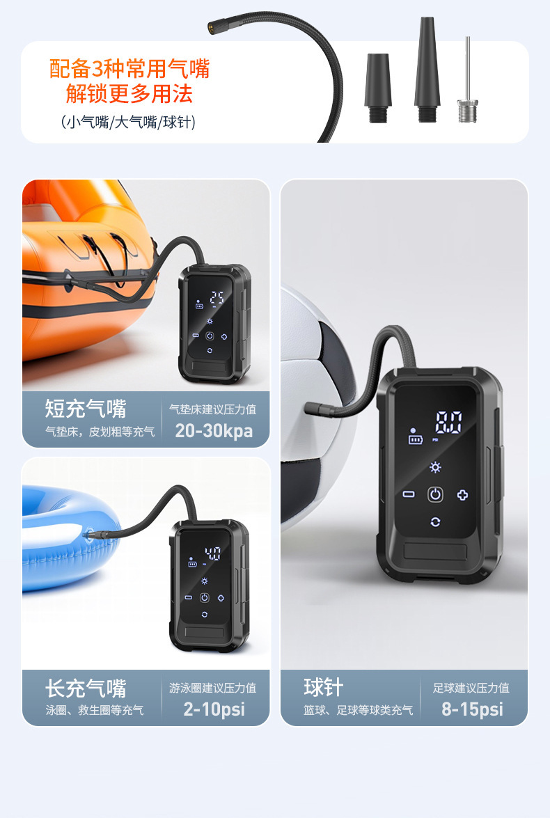 Car Air Pump Car Wireless Electric Pump Portable Tire Digital Display Preset Car Air Pump Mini