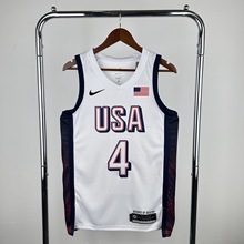 热压 美国队白色4号库里6号詹姆斯 7号 杜兰特10号塔图姆NBA球衣
