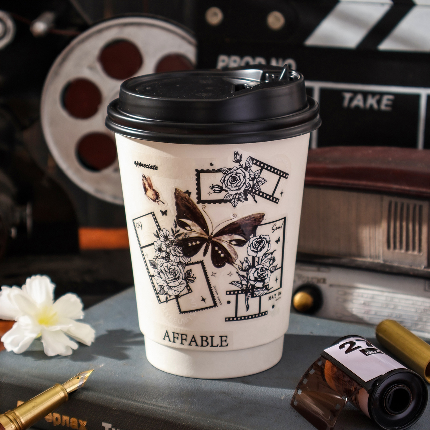 Serie de Mensajes Florales, Pegatinas Impermeables de PET con Diseño Floral Vintage, Pegatinas Decorativas para Diario, Libro de Pegatinas