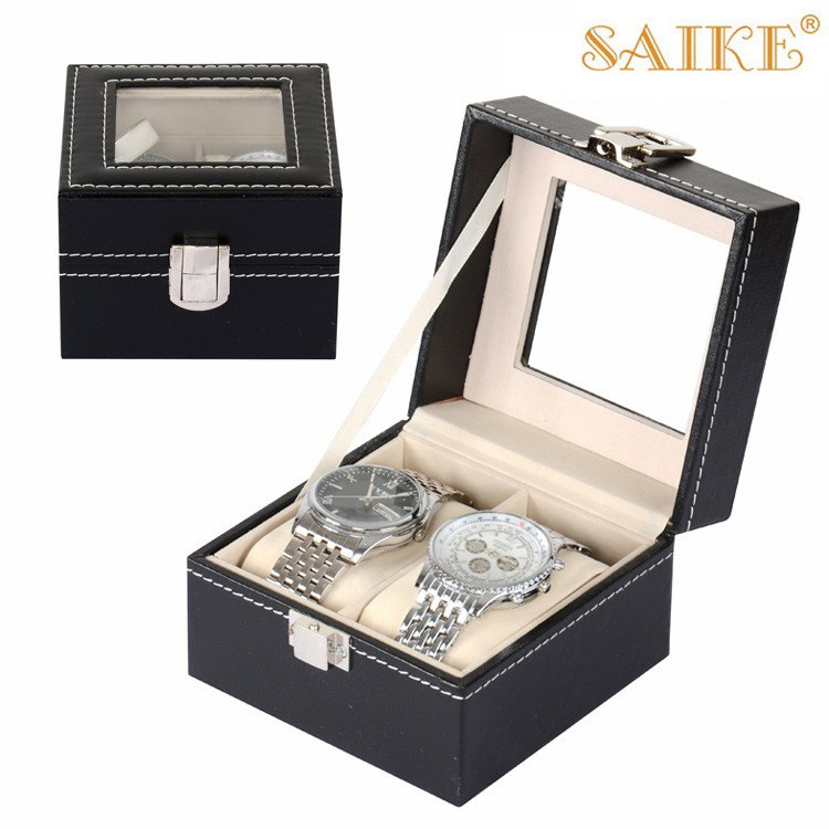 现货批发2位格手表展示箱手表盒收纳盒腕表盒情侣包装盒首饰盒