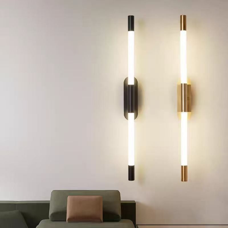 lámpara de pared larga minimalista lámpara de línea LED giratoria dormitorio cabezal de cama escalera sala de estar pared de fondo parrilla lámpara
