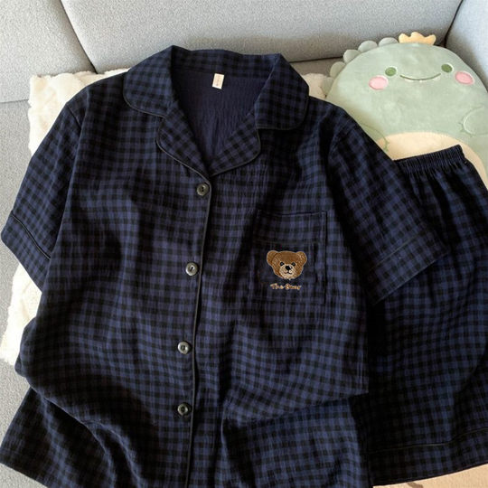 Can Be Worn Outside Pajamas Men's Summer Summer Boys Short-Sleeved Cloud Cotton Pure Cotton Home Clothes Suit Large Size Teenagers