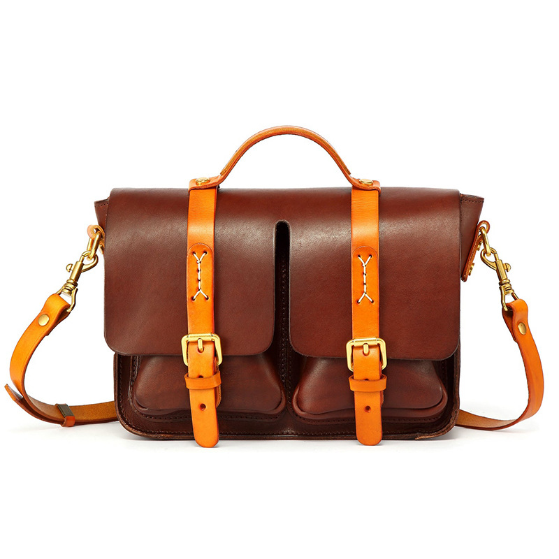 Genuine Leather Women's Crossbody Bag High-End Niche Design Shoulder Bag Large Capacity Business Commuter Handbag Laptop Bag - Thumbnail 6