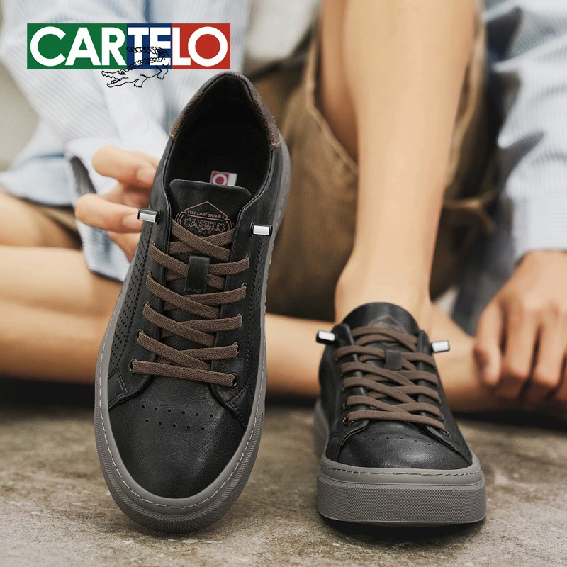 Кроссовки мужской 2025 лето новый ажурный воздухопроницаемый черный английский стиль бизнес-спорт повседневная кожаная обувь мужская приливная обувь