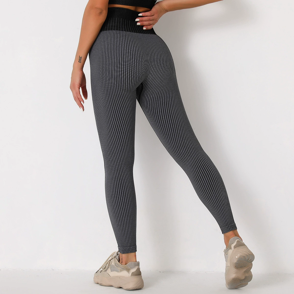 black leggings CHRLEISURE Seamless Leggings Women Stripe Ribbed Women Leggings Fitness High Waist Legging Sport Women Gym leggins ribbed leggings