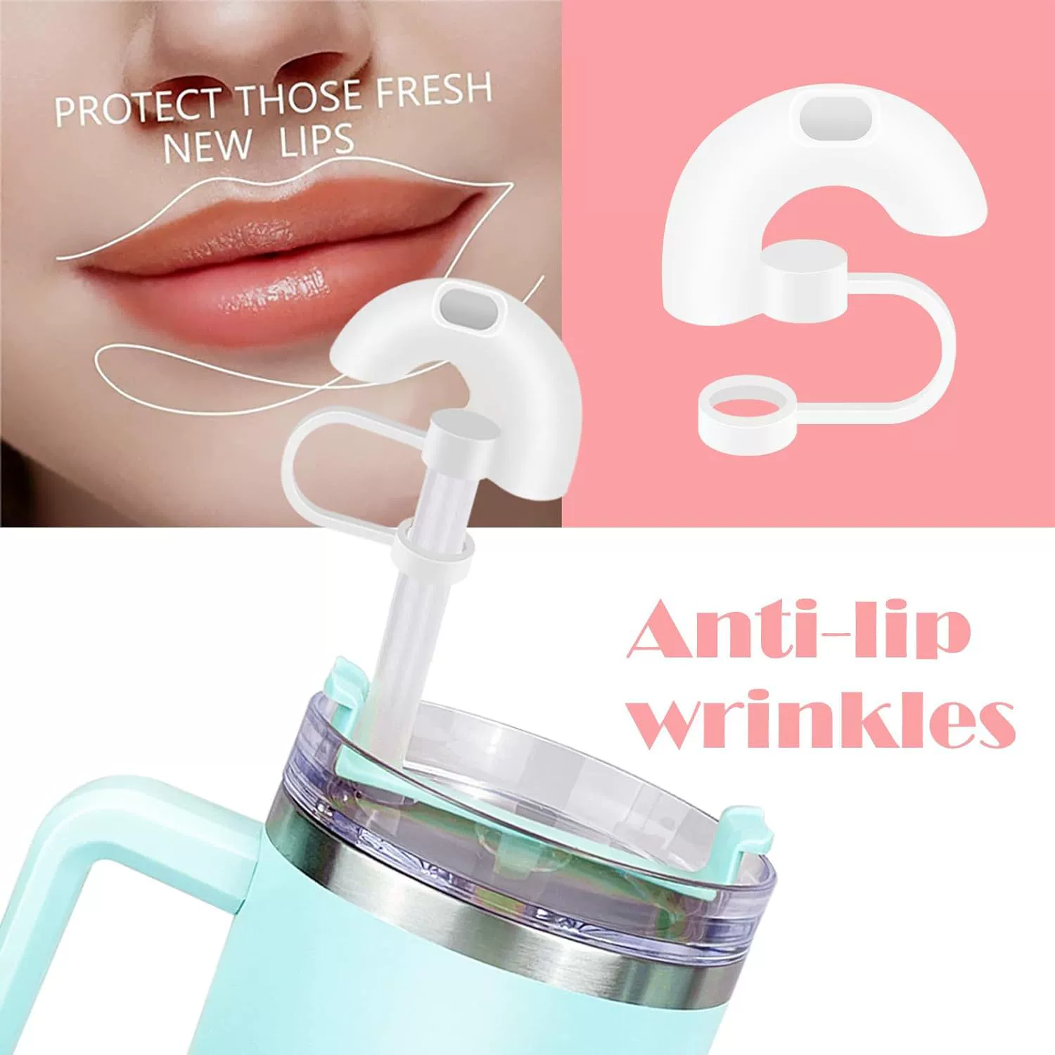 Подходит для колпачка-заглушки для соломинки Stanley Cup, заглушки-накладок на соломинку с изогнутым краем, боковых заглушек для соломинок, силиконовых заглушек-наконечников для соломинок с защитой от складок