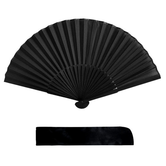 There are in stock cross-border classic black cool antique fan melanin surface folding fan men's Chinese antique advertising fan