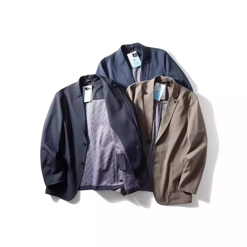 Autumn Seamless Adhesive Twill Anti-wrinkle Elastic Men's Casual Suit Business Trendy Men's Single Suit Jacket Men's Clothing