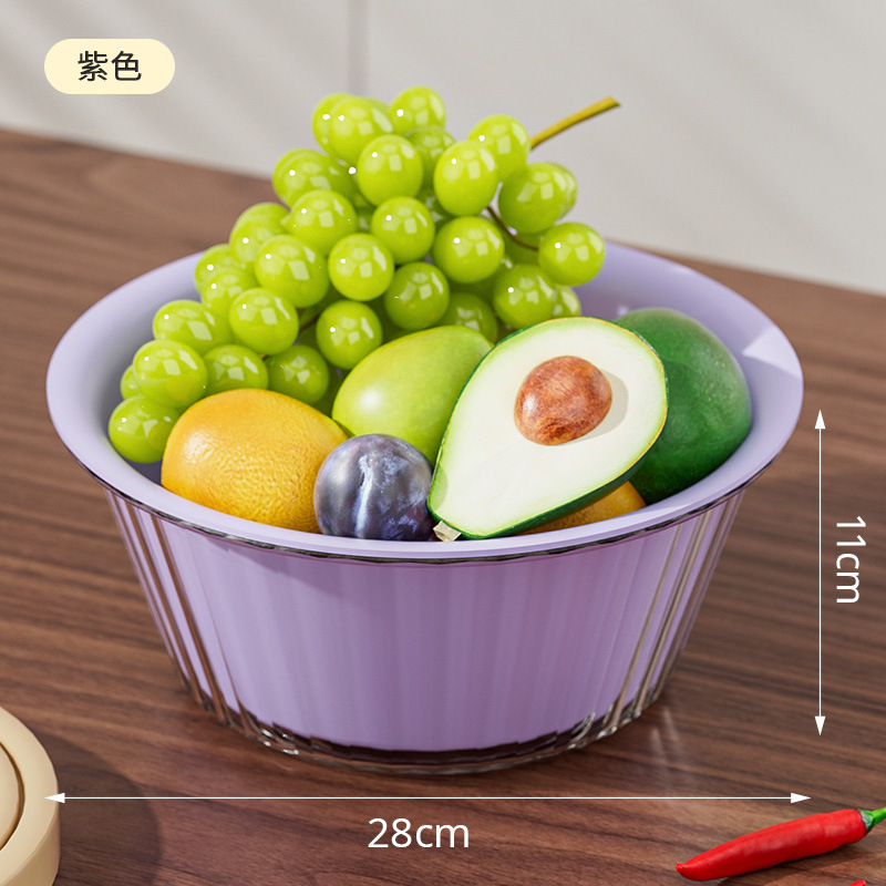 Nuevo fregadero de verduras de doble capa, plato de frutas de plástico para el hogar, cocina gruesa, filtro de agua multifuncional, canasta de lavado de arroz azul