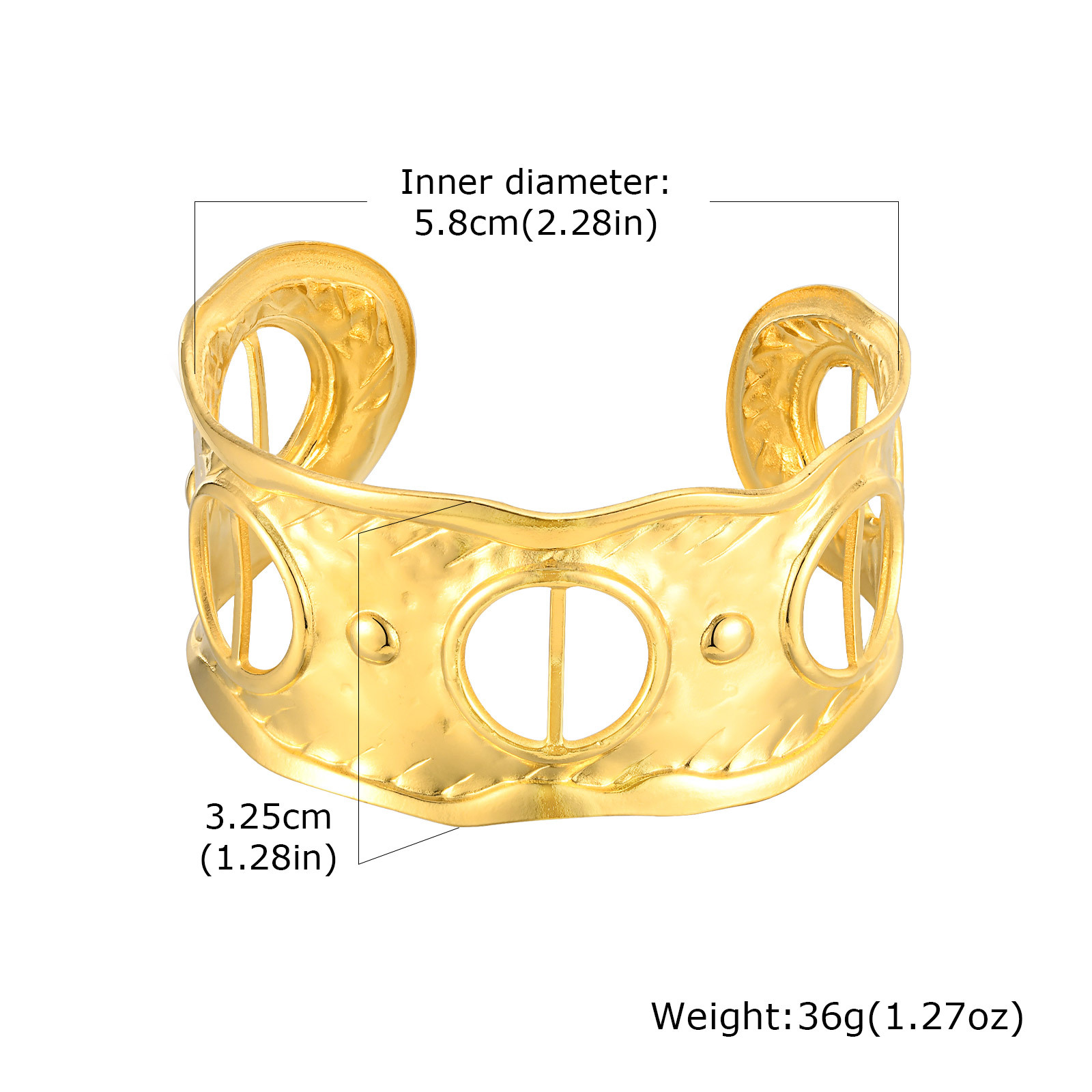 45g Weight Electroplating Gold Plating Process Golden Plated Plating Material Stone-Free Inlay Material Bangle Classification 1 Piece Quantity Daily Occasion 201 Stainless Steel Material Solid Color, Flower Pattern Women's Gender Vintage Style, IG Style Style Plating Craft IG Style Vintage Style Solid Color Flower 201 Stainless Steel Bangle In Bulk 无
