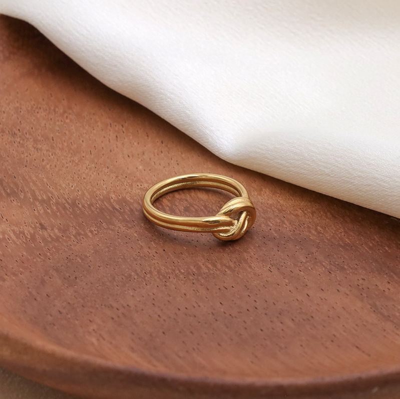 Knotted Gold Plated Stainless Steel Ring