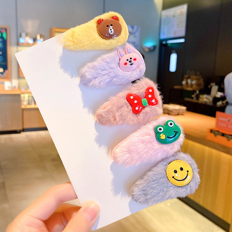 Otoño e Invierno de los niños de felpa horquilla accesorios para el cabello clip de bebé pelo roto BB clip lindo lana horquilla niña princesa accesorios para el cabello