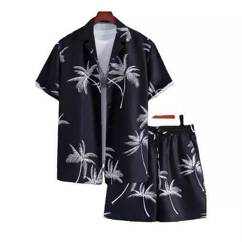 Men's Summer 3D Digital Printing Shirt and Beach Pants Set, Hawaiian Casual Sports, Custom Design by Image