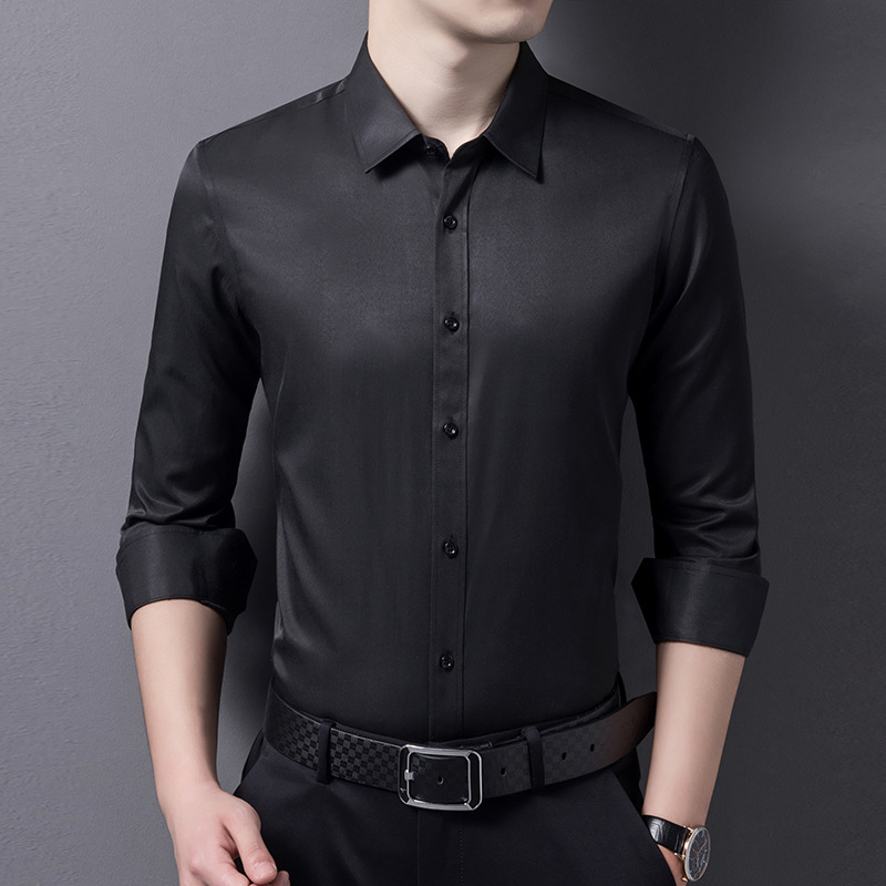 Camisa blanca manga larga slim fit negocios ropa formal verano ropa de trabajo primavera y otoño camisa negra traje de los hombres camisa de manga corta