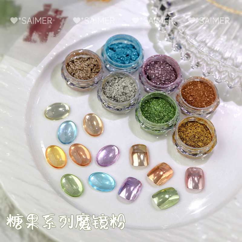 Summer nail art glitter flash clear lens flour highlight girly magic mirror powder candy color nail art decorations