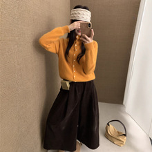 秋季新款！韩系高品质含羊毛五角星扣高领百搭纯色舒适针织衫开衫