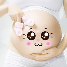 孕婦照片道具拍照肚皮貼紙影樓攝影創意搞笑笑臉表情貼大肚子貼畫