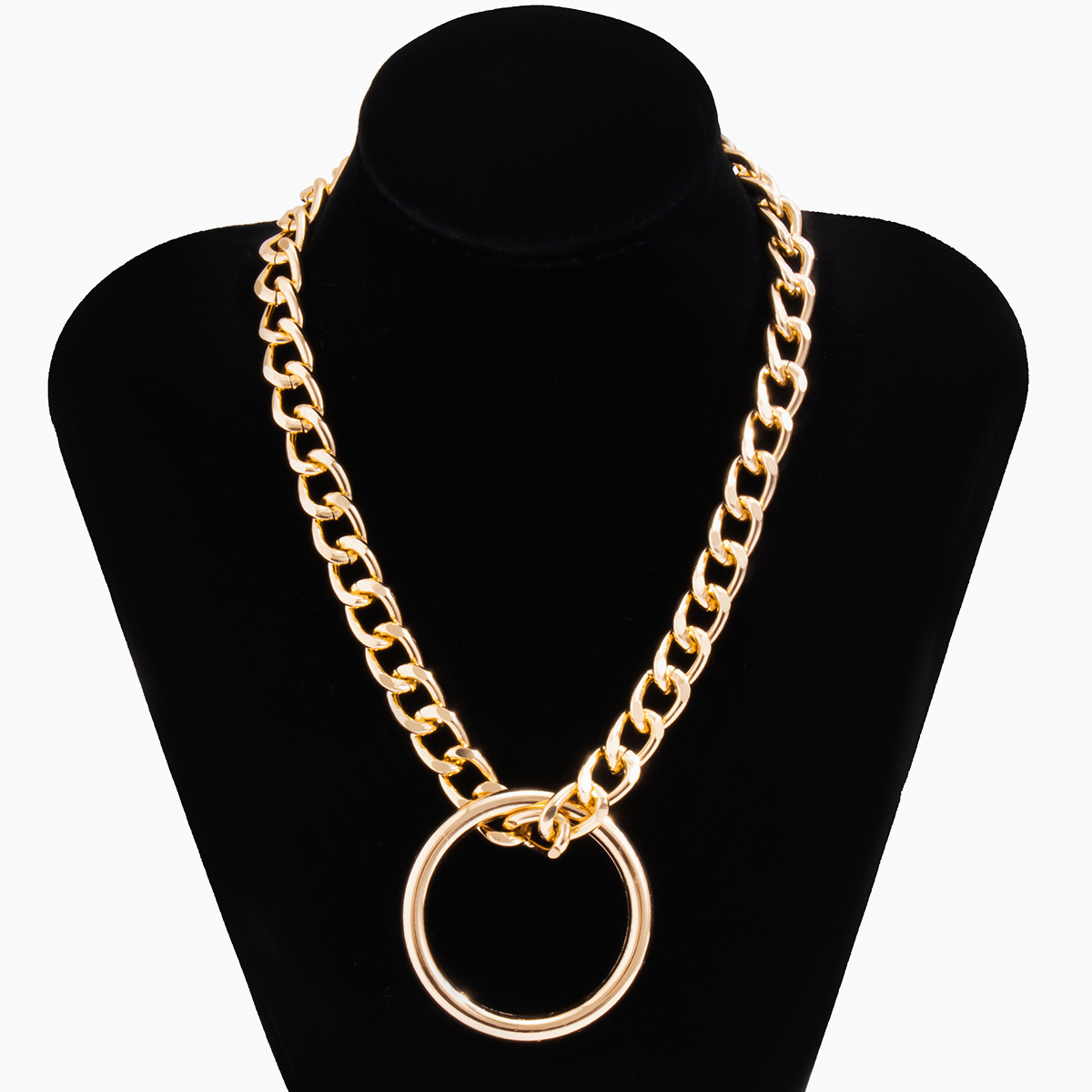 Hip-hop Single-layer Geometric Ring Thick Chain Necklace display picture 6