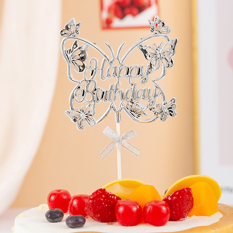 Nuevo transfronterizo mariposa tridimensional decoración de pastel de fiesta de postres decoración de pastel de fiesta