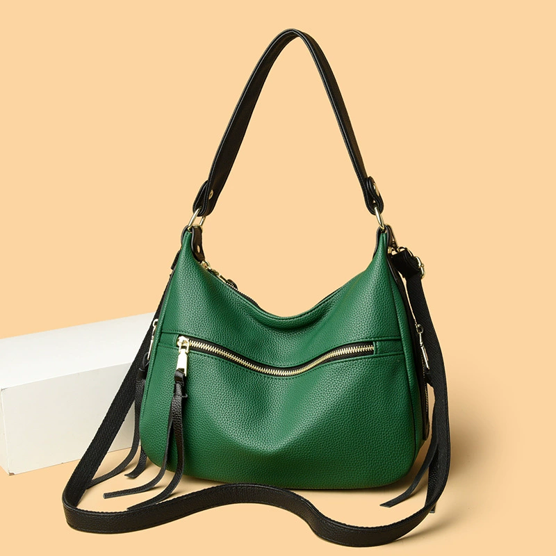 Creative one-shoulder bag, moon-shaped lamp, genuine leather, high-quality style