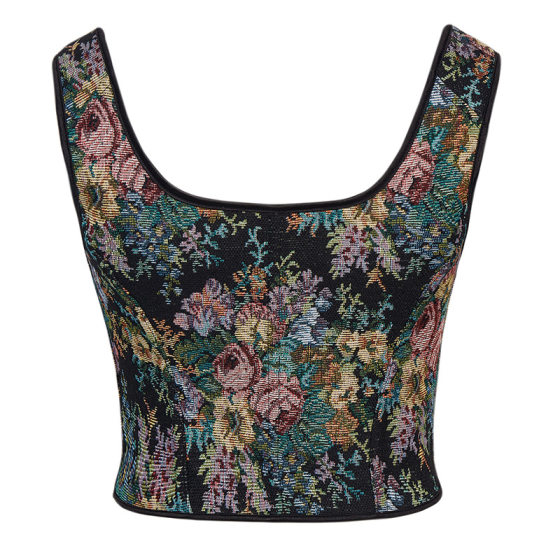 Cross-border New French Retro Camisole Corset Outer Wear Peony Print European and American Court Style Lace-up Shaper