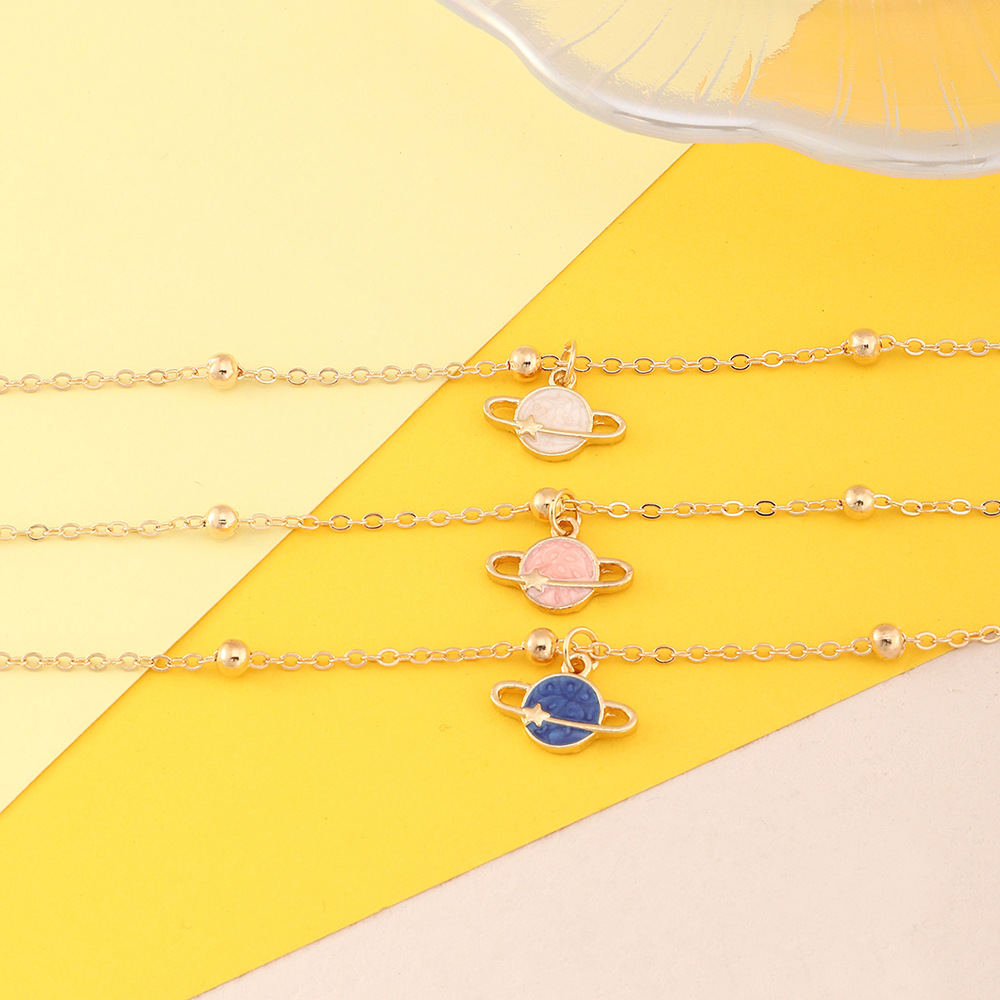 Daily Occasion Alloy Material 1 Set Fashion Star Planet Alloy Enamel Kid's Necklace