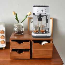 木质桌面整理盒梳妆台收纳盒三抽式置物盒厨房工作台实木储物盒