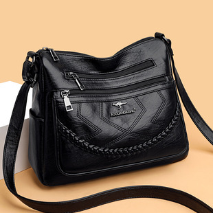 Shoulder bag, capacious polyurethane one-shoulder bag, genuine leather