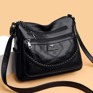 Shoulder bag, capacious polyurethane one-shoulder bag, genuine leather