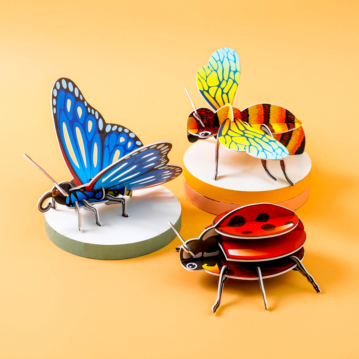 昆虫系列3D纸质立体拼图幼儿园手工diy儿童早教认知益智玩具批发